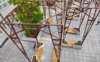 Donice z betonu architektonicznego – patio Politechnika Wrocławska