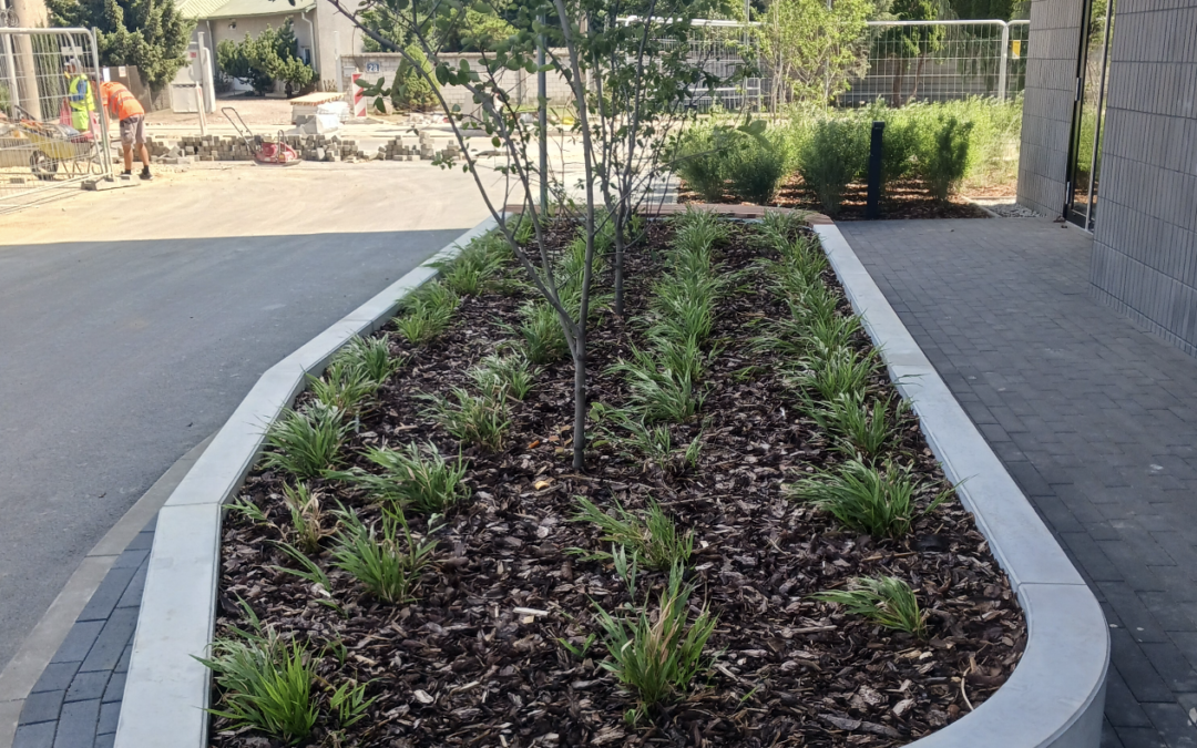 Modułowa donica z betonu architektonicznego – osiedle mieszkaniowe w Warszawa